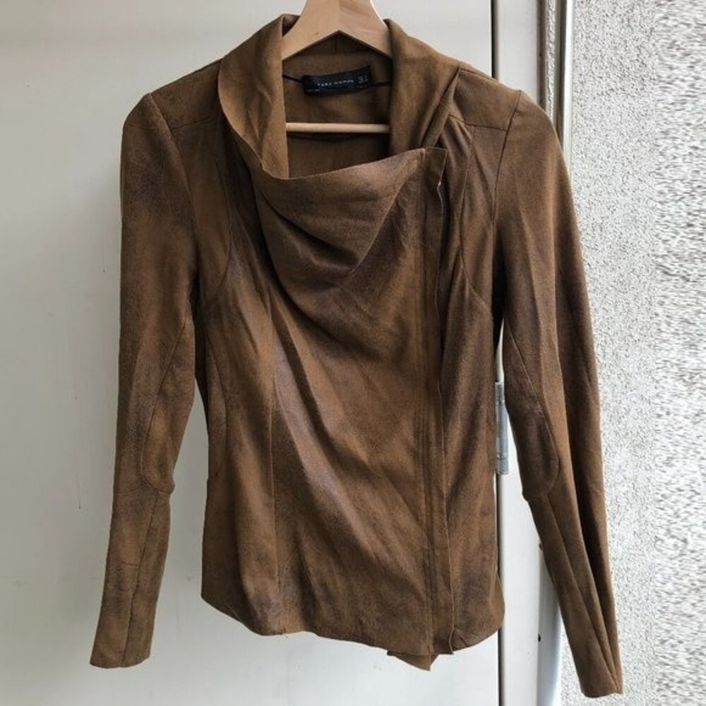 Zara Brown Suede Jacket Size S - Picture 5 of 10